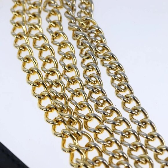 Salvatore Ferragamo Gancini Chain Shoulder Bag Leather Navy Gold Auth 105376 - Picture 9 of 16